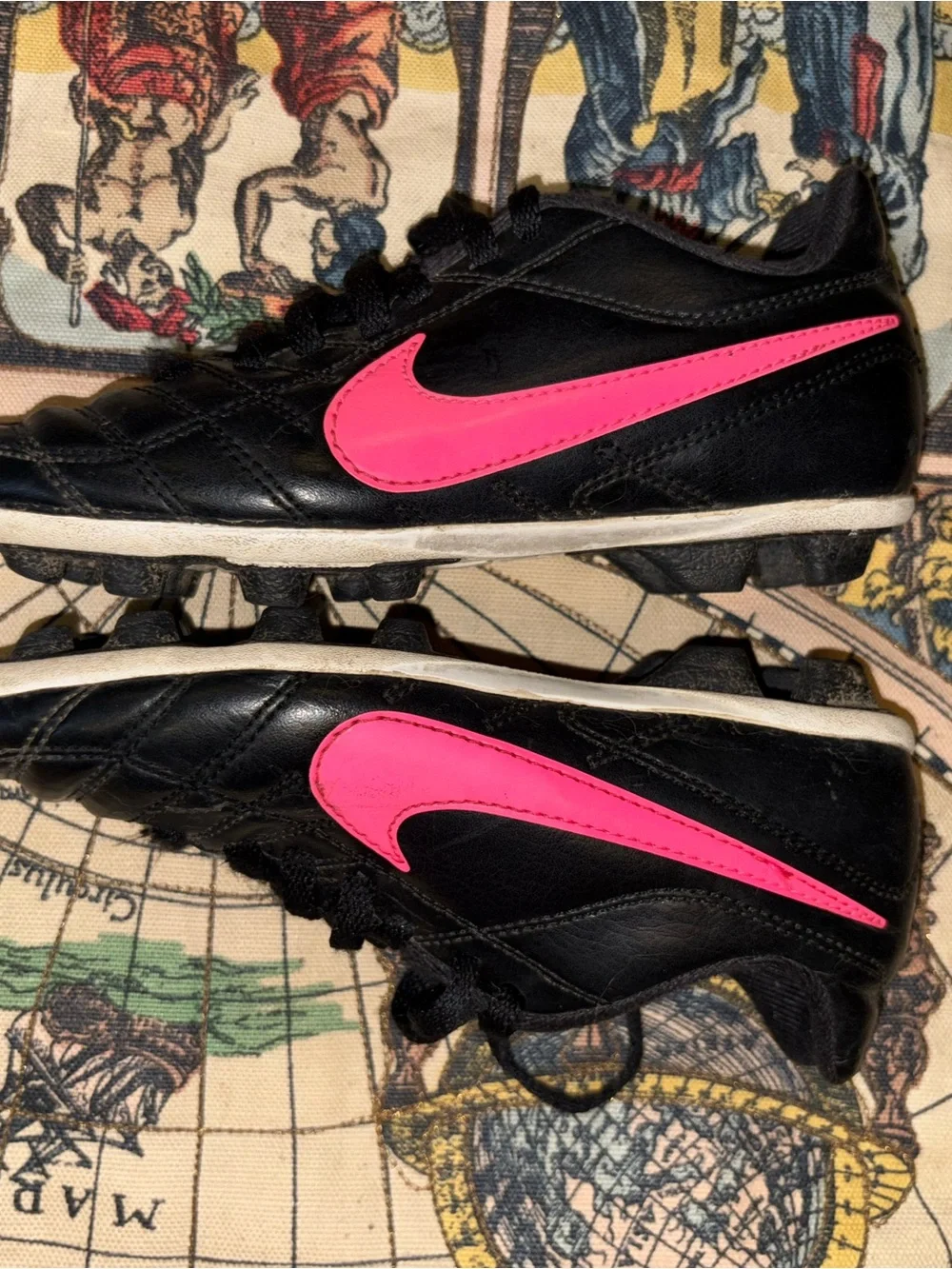Black Athletic Shoes with Pink Accents